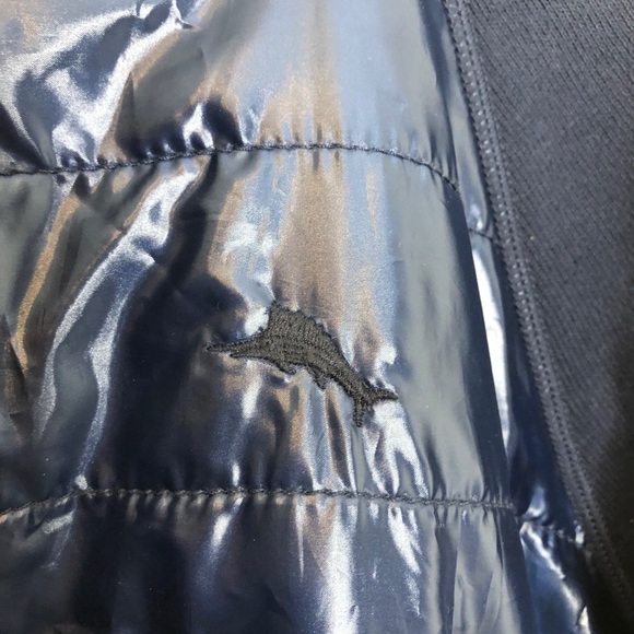 TOMMY BAHAMA Knit Raglan Sleeve Puffer Jacket Navy Blue - Picture 7 of 14